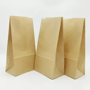 الصين مصنع شقة حقيبة ورقية لكرافت بني مع طباعة الشعار مجانا للأغذية دون مقبض