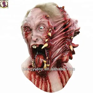 Horror Circus Freak Siamese Bloody 2 Sided Creature Deformed Mask for Halloween Costume