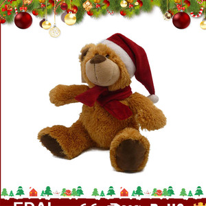 Alta calidad de color personalizado luz peluche oso travieso juguete de felpa con la bufanda roja - Product Image 2
