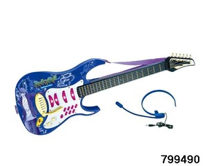 Chitarra elettrica di plastica divertente musica strumentale con piedi microfono per i bambini - Product Image 4
