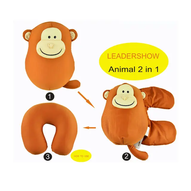 Travel Animal Neck Pillow 2 in 1 Microbeads Convertible Cushion