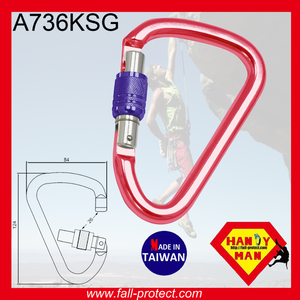 Mousqueton en aluminium de type HMS à verrouillage par vis pour l'escalade en montagne, 25KN - Product Image 4