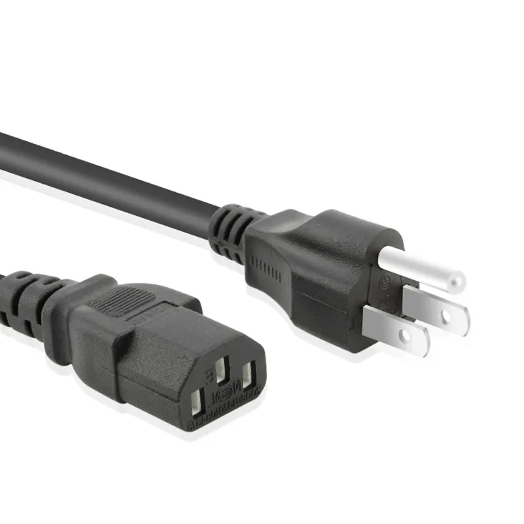 Guangzhou Top quality 18AWG 0.75MM2 CCA 1.5m custom usa power extension cord 3 pin computer power cord cables plug us