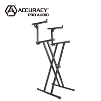 Soportes de Audio Profesional Accuracy Pro KS006DTH, Soporte de Teclado Doble X de Metal Negro de 2 Niveles
