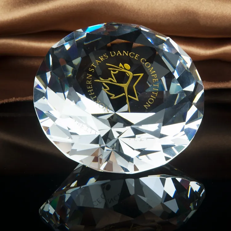 Aangepaste Clear Blok Graveren Diamond Crystal Achievement Award
