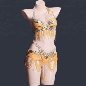 Danzatrice del ventre arabica danza Costume con perline reggiseno cintura Festival Club abiti - Product Image 4