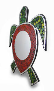 Espelho de quadro mosaico verde e vermelho da tartaruga - Product Image 2