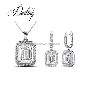 Ensembles de bijoux de mode ornés de cristaux <span class=keywords><strong>Swarovski</strong></span> bijoux Daisini 18K plaqué or pendentif boucles d'oreilles ensemble de bijoux personnalisés - Product Image 1