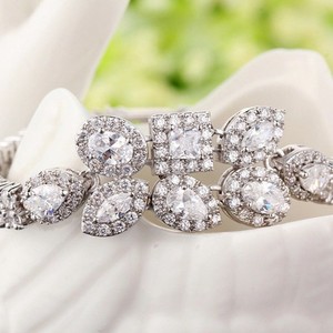 Teemi oro de 18K Rose plateó <span class=keywords><strong>la</strong></span> joyería Mujeres Copa Rhinestones de Austria <span class=keywords><strong>Cadena</strong></span> y Micro Pave CZ 2 Carat Pear Cut CZ Pulsera - Product Image 2