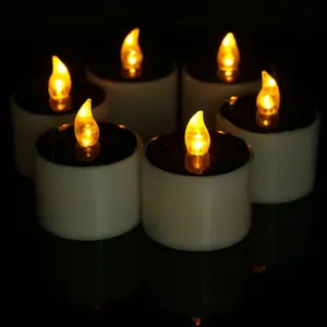 Solar power candles charger yellow flickering flameless candles light