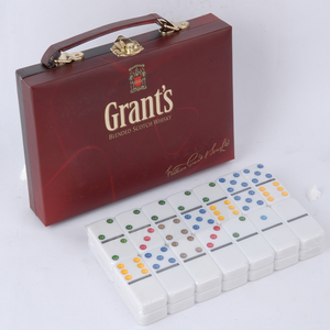 Least wholesale products China Twin Six domino set in leather case - Product Image 2