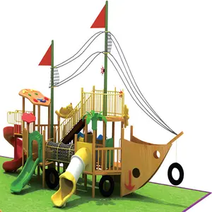 pirate ship theme park games kids outdoor amusement swing rides playground sets plastic wooden slide