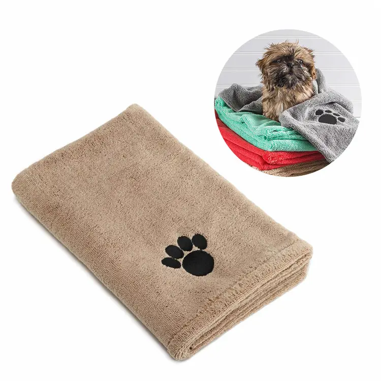 Toalha de microfibra para limpeza de cachorro, toalha absorvente de secagem rápida personalizada com logotipo de desenhos animados para animais de estimação