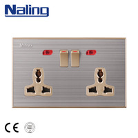 Dossnling — interrupteur mural à deux prises Usb, en acier inoxydable brossé, 13A, pour hôtel