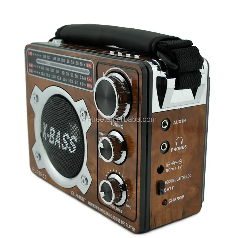 Rádio am/fm portátil XB-204URT, rádio am/fm barato com bateria recarregável