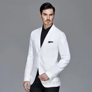 Linen cotton fabric newest summer dress white jacket suit blazers for men