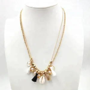 最新设计流行波西米亚风格流苏串珠贝壳项链为女孩