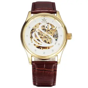 SEWOR 125-1 ที่มีชื่อเสียงยี่ห้อ Gold Skeleton ชายนาฬิกาธุรกิจ Casual Elegant Swan Mens อัตโนมัตินาฬิกา