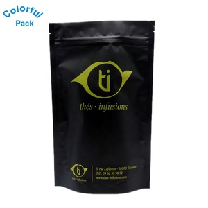 Custom logo aluminum foil packaging printed plastic poly bag Black ziplock bag with zip lock