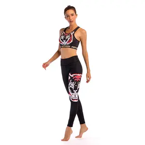 사용자 정의 로고 라벨 Tracksuit 세트 2 조각 브라질 여성 운동복 피트니스 압축 러닝 스타킹