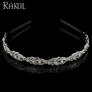 RAKOL HA009 2022 Design Wholesale Bridal Wedding Rhinestone Crowns And Fashion Jewelry Crystal Metal Crown Tiaras