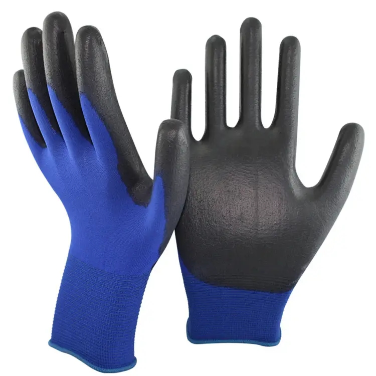 Blaue Nitril-Tauch handschuhe aus mit Qingdao-Nitril beschichteten Handschuhen