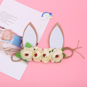 Burst vende hecho a mano Flor del pelo corona bunny oído diadema niños - Product Image 2