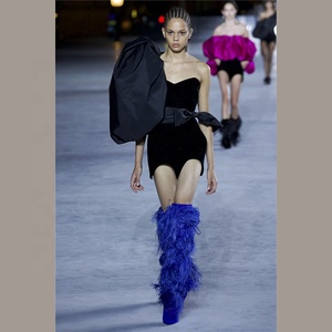 Hot bán đùi cao dài khởi động sexy kích thước lớn ngón chân nhọn Over-the-Đầu gối gót khởi động với ren-up đóng cửa cho mùa thu và mùa đông - Product Image 5