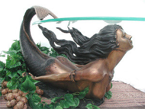 Nieuwe ontwerp goede kwaliteit gegoten brons mermaid met vis sculptuur voor tuin decoratie - Product Image 2