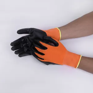 Safety Item Knitted Wear Resistant Colored Fiber Black Nitrile Grip Work Glove Factory Price Non-Slips Auto Repair Working Safe