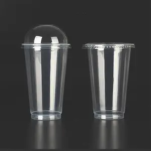 Smoothie plastic cup, milkshake beker, clear transparant plastic cups met deksels en stro