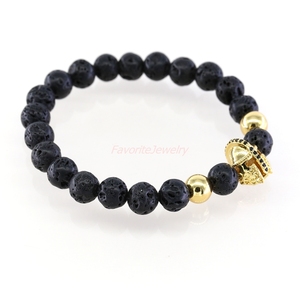<span class=keywords><strong>Moda</strong></span> personalizada 18 K oro chapado micro Pace CZ Samurai casco pulsera, piedra natural hombres pulsera - Product Image 4