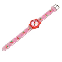 Montre pour enfants, cadeau pour les sports de plein air, montre pour enfants rose à motif de fraises, montre-bracelet 3D de dessin animé, étanche, pour enfants