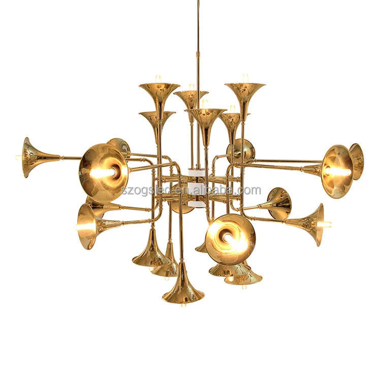 Home decor lighting gold iron material horn trumpet indian chandelier