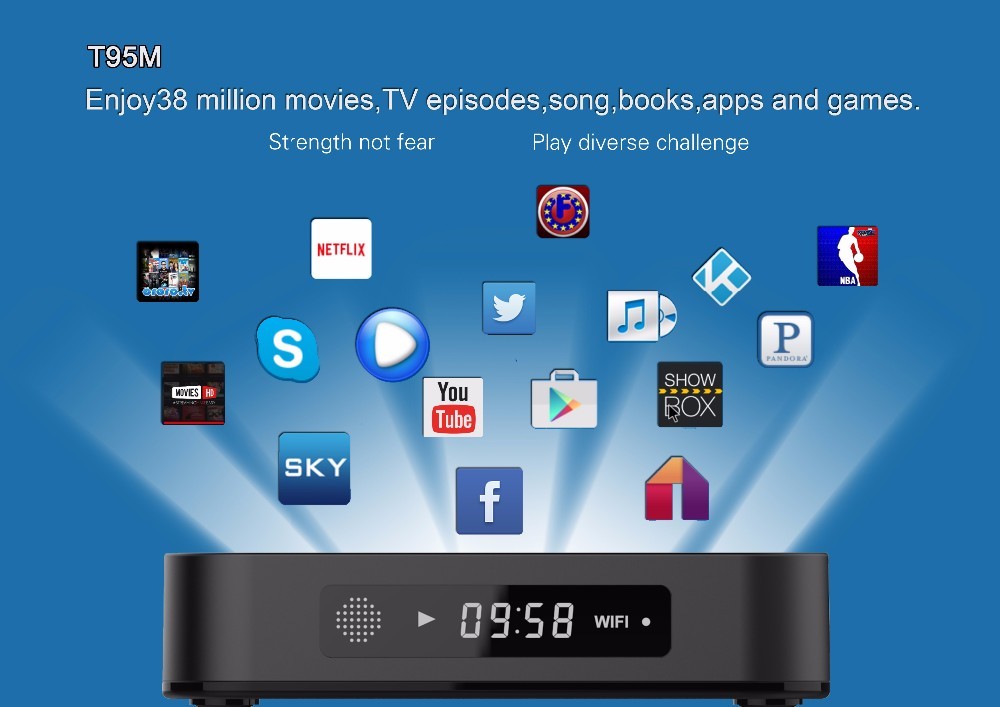 T95m Android 6.0 TV Box Sans Fil WiFi 2G/8 GB Amlogic S905X Quad Core 4 K KODI 16.0 Smart TV Récepteurs 2.4G 5 GHz Smart TV Box
