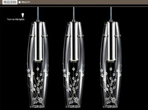 Moderna decoración led de cristal claro colgante luz para café restaurante - Product Image 3