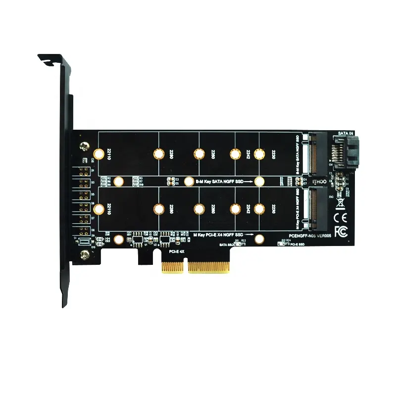 PCIe 3.0 X4 to M.2 Key B-M SATA adapter PCIE X4 to Key M NVME M.2 22110 2280 2260 2242 2230 adapter converter card without Led