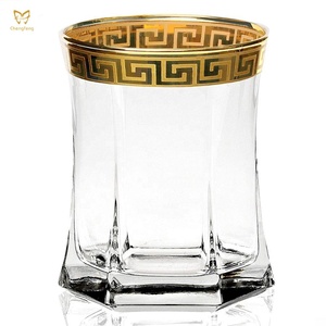 Bicchierino da Shot in Cristallo Fatto a Mano, Colore <span class=keywords><strong>Oro</strong></span>, 1oz, Logo Personalizzato con Decalcomania Dorata, per Vodka - Product Image 2