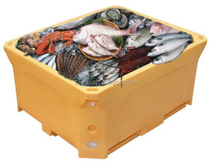 Tanque de pescado aislado de 1000L, caja de refrigerador de almacenamiento de pescado, contenedor de pescado congelador