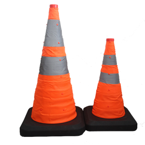 PVC 작은 참신 노란색 재활용 개폐식 접이식 반사 거리 주차 교통 제어 신호 콘 모자 슬리브 - Product Image 1