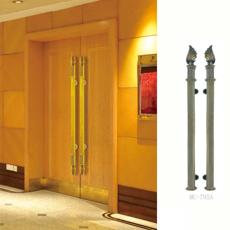 High Quality Sus 304 Front Door Handle Brass Gold Pull Handle Door Handle Lock For Hotels