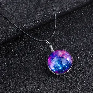 Nuova Collana con Ciondolo a Sfera di Vetro Fatta a Mano, Luminosa, per Coppie, <span class=keywords><strong>Cielo</strong></span> Stellato dei Sogni, Gioielli all'Ingrosso - Product Image 1