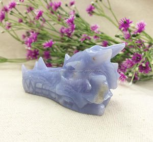 Cráneo de piedra de cristal de cuarzo tallado dragón cráneos, esculturas de jade para la venta, cráneo del dragón que talla - Product Image 1