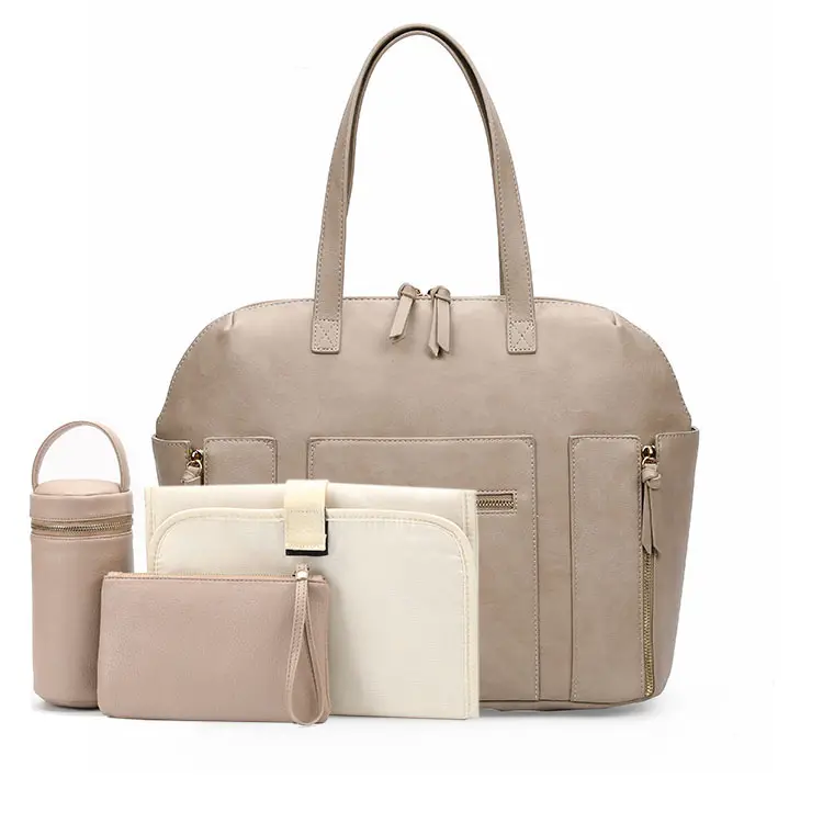 Vegane Leder Wickelt asche Mode Einkaufstasche Wickelt asche mit Wickel unterlage, Schmink tasche, isolierter Tasche und Kinderwagen riemen