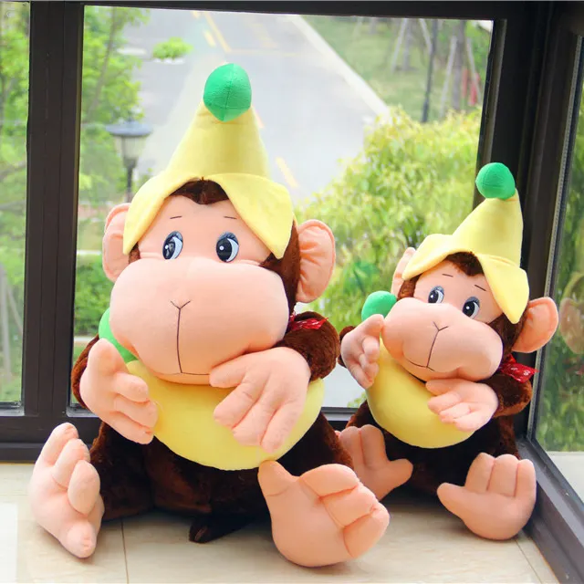 Высококачественные мягкие плюшевые игрушки в виде животных с наполнением, на заказ, плюшевая игрушка обезьянка с бананом