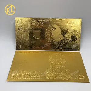 New Poland Geld entworfen 24 Karat Gold Banknote 500 PLN für Bank Souvenir Geschenke