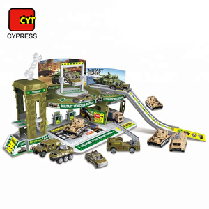Set <span class=keywords><strong>Giocattolo</strong></span> <span class=keywords><strong>Garage</strong></span> Parcheggio per Veicoli Militari in Metallo Pressofuso con Auto Ferroviarie per Bambini - Product Image 1