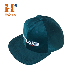 Chapeau unisexe vert personnalisé en velours côtelé pour les fêtes Vente en gros 5 panneaux <span class=keywords><strong>Snapback</strong></span> à bord plat avec broderie - Product Image 3