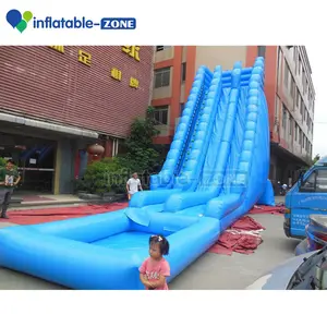 Tinggi tinggi Raksasa Tiup Air Slide, saluran ganda slip slide Permainan Dengan Kolam Renang