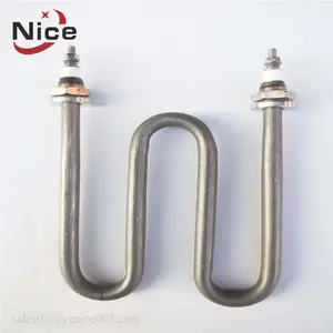 Electric flexible tubular heating element immersed